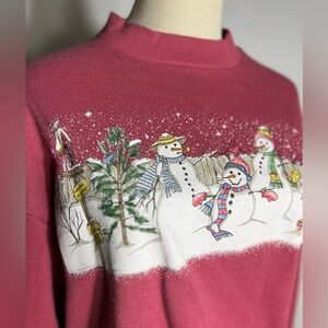 VINTAGE 90s Snowman Crewneck Sweatshirt Made in USA Adult Medium